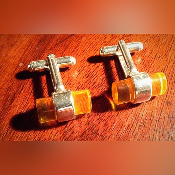 Brooks Brothers Silver and Amber Cufflinks